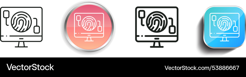 Fingerprint icon thin linear regular and button vector image