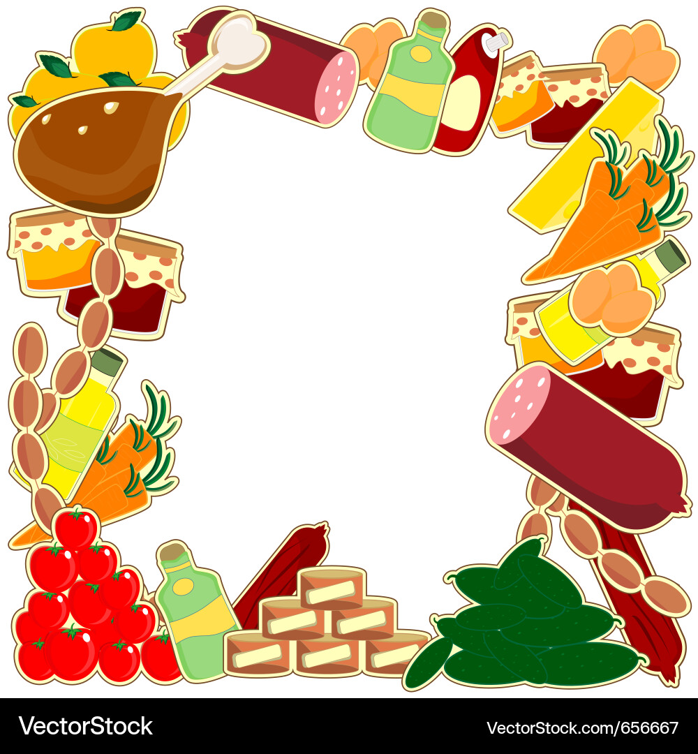Food Square Frame - Diverse Food Collection Vektorbild
