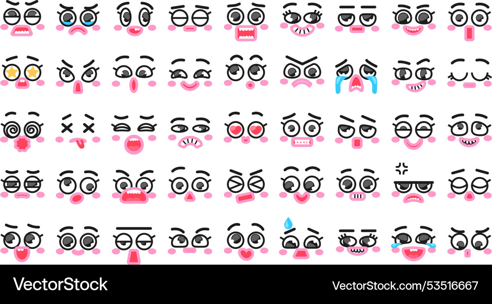 Modern cartoon face expressions emotions Modern cartoon face expressions emotions vector image