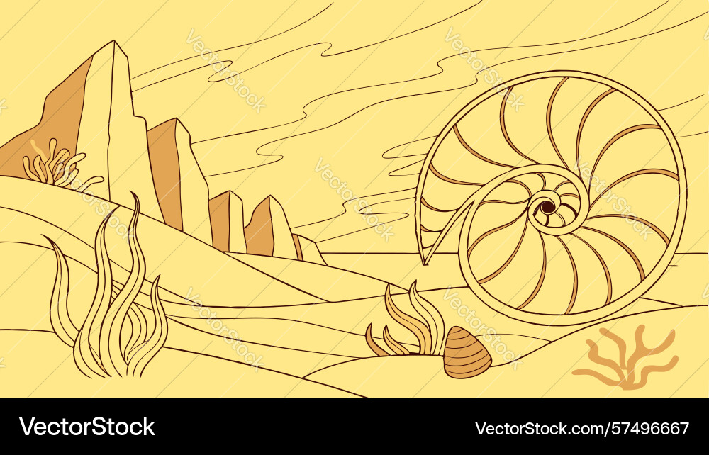Nautilus shell and ancient structures Vector Image