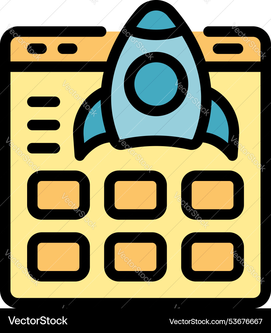 Rocket taking off from website interface Rocket taking off from website interface vector image