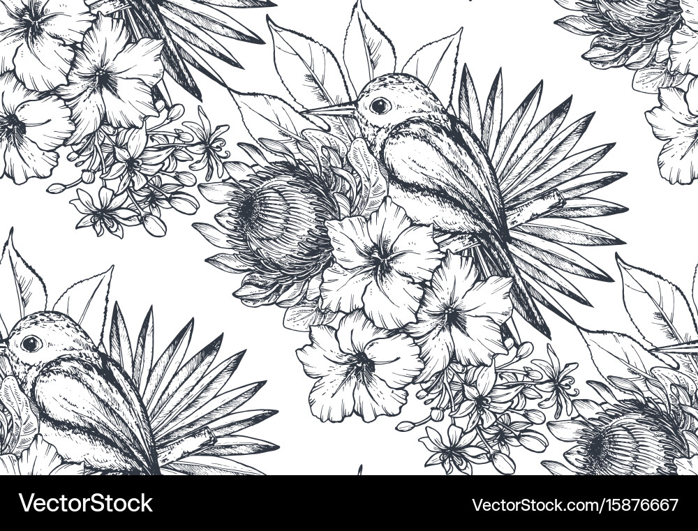 Seamless pattern with compositions of hand vector image