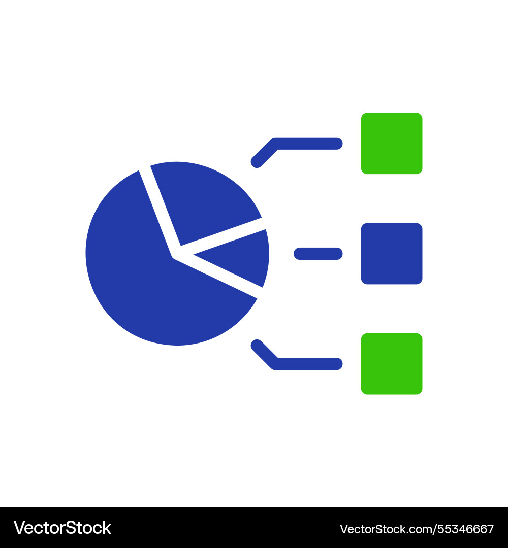 Simple pie chart with connected data points icon Simple pie chart with connected data points icon vector image