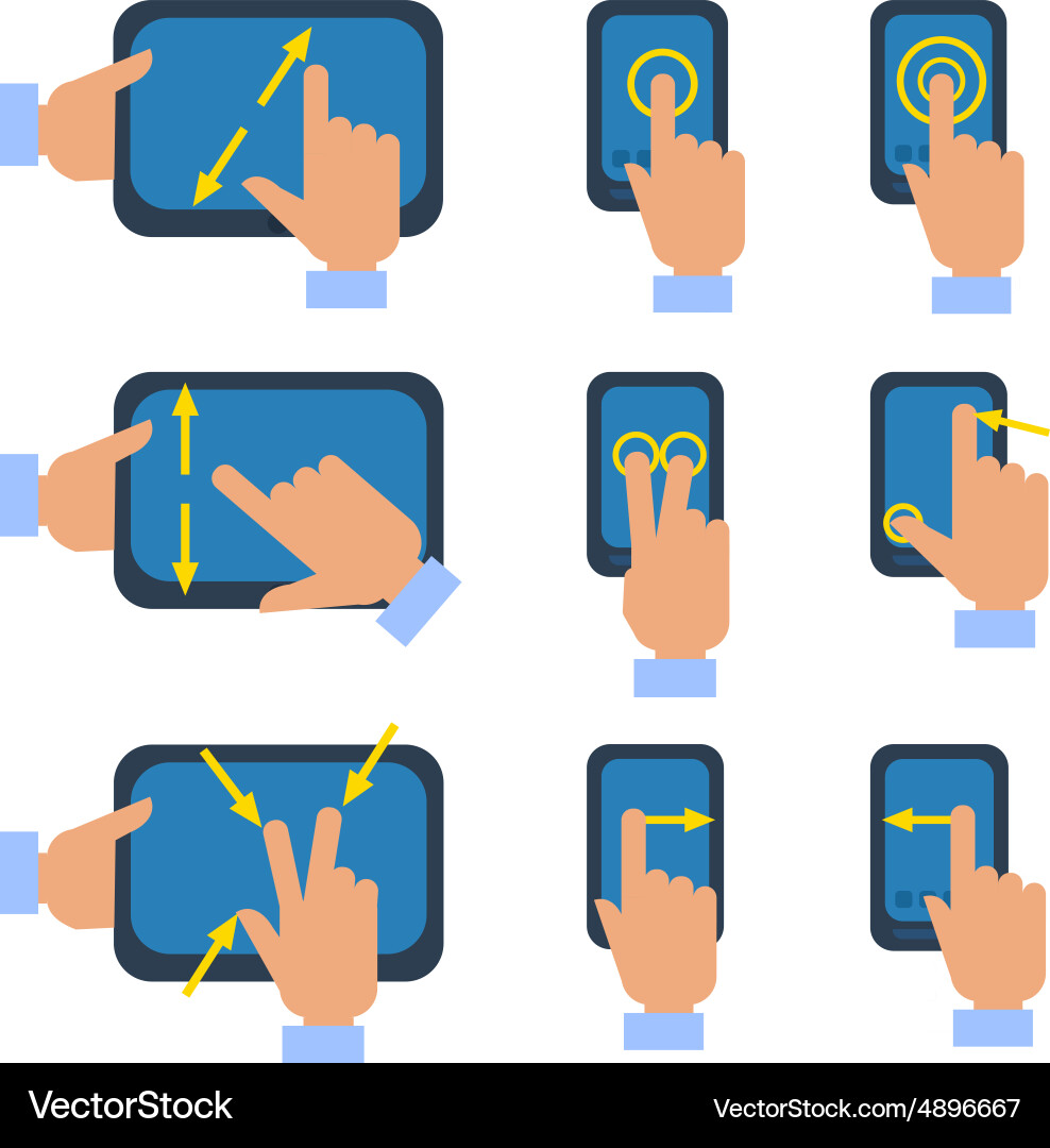 Touchscreen gestures icons set vector image
