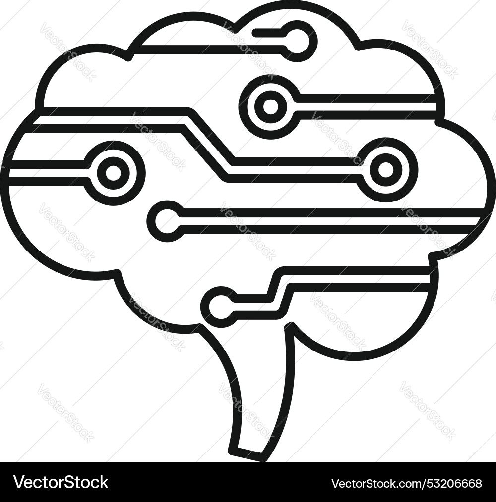 Brain circuit board showing artificial Brain circuit board showing artificial vector image