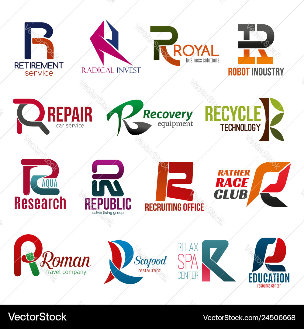 Business icons letter r corporate identity Business icons letter r corporate identity vector image