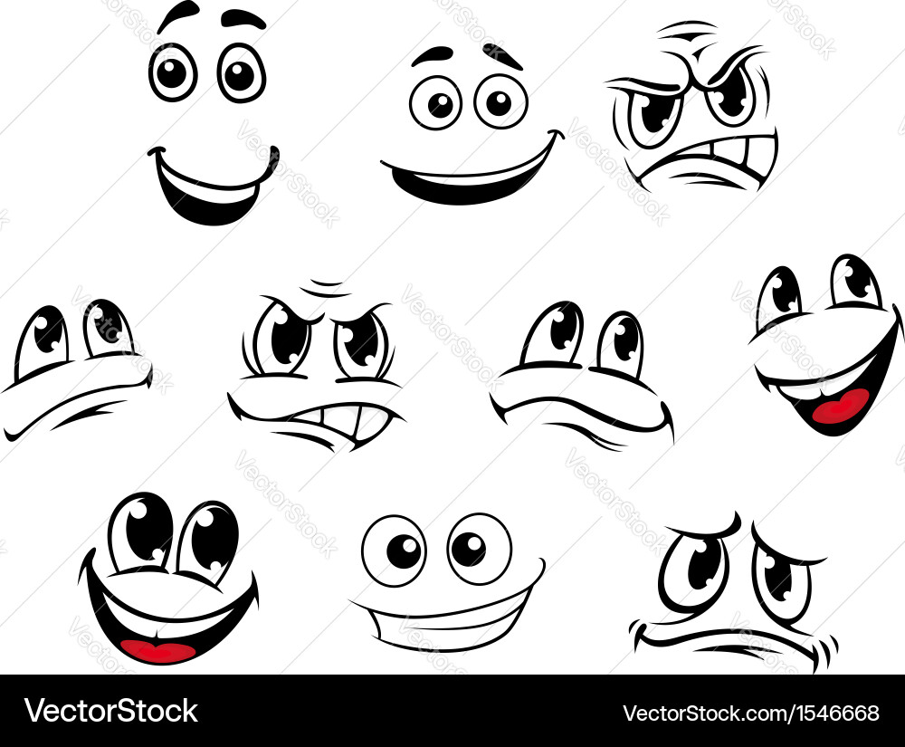 Cartoon faces set Royalty Free Vector Image - VectorStock