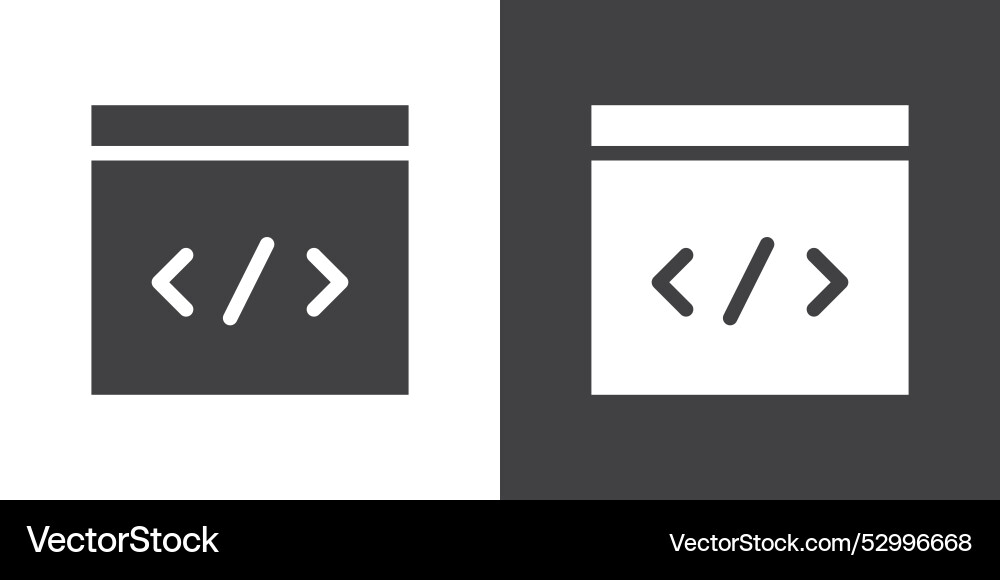 Coding program icon flat set in black and white Vector Image