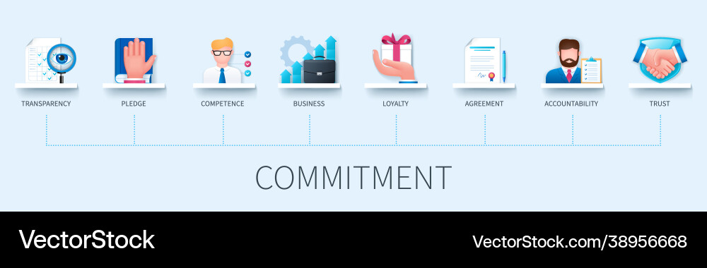 Commitment banner with icons transparency Commitment banner with icons transparency vector image