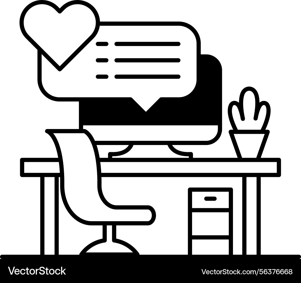 Computer desk with a monitor keyboard and mouse Computer desk with a monitor keyboard and mouse vector image