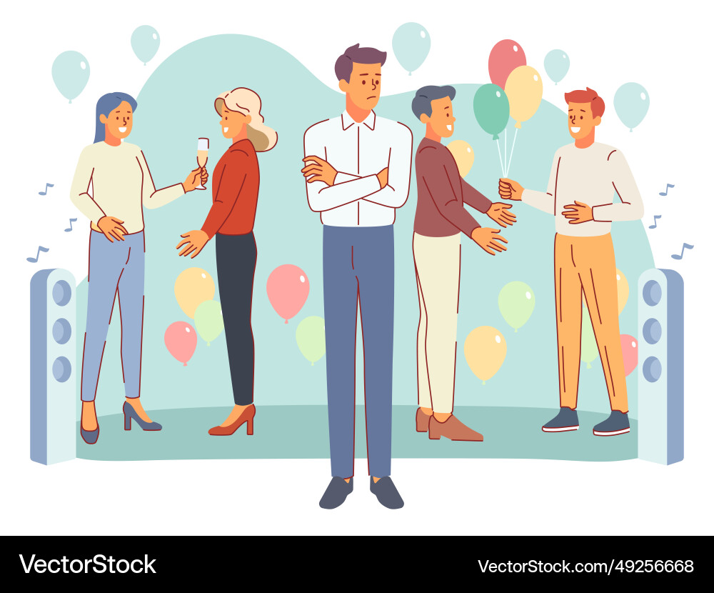 Extravert Party mit introvert Isolation vektorbild