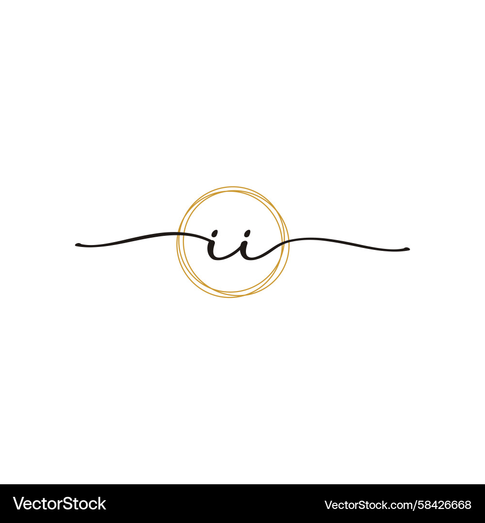Gold Initial Script Logo - I I Vector Image