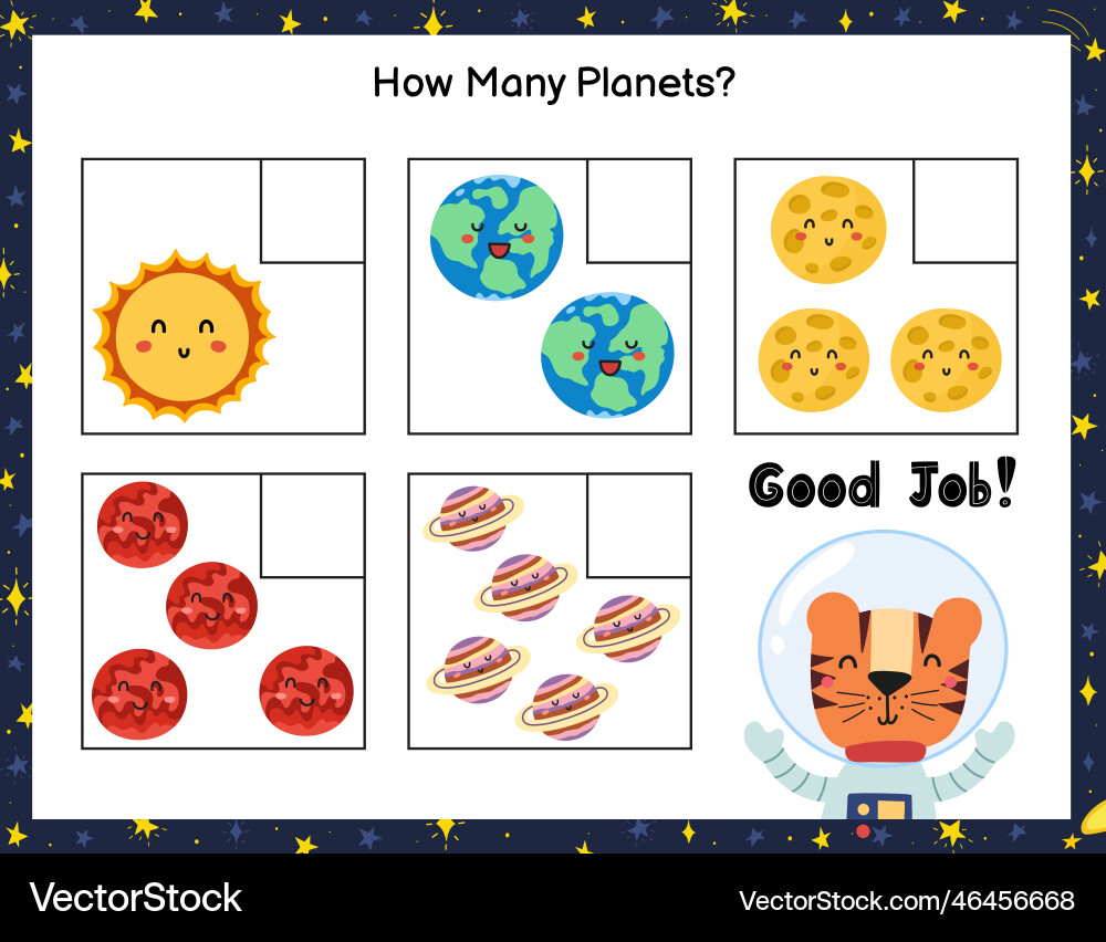 How many planet do you see count and write How many planet do you see count and write vector image