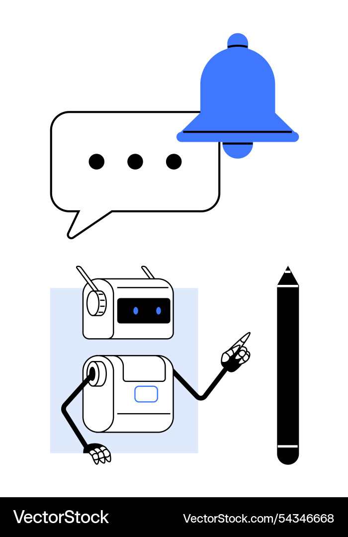 Robot pointing at a stylus with chat bubble vector image