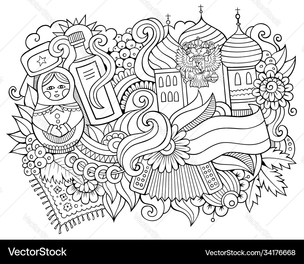 Russia hand drawn cartoon doodles Russia hand drawn cartoon doodles vector image