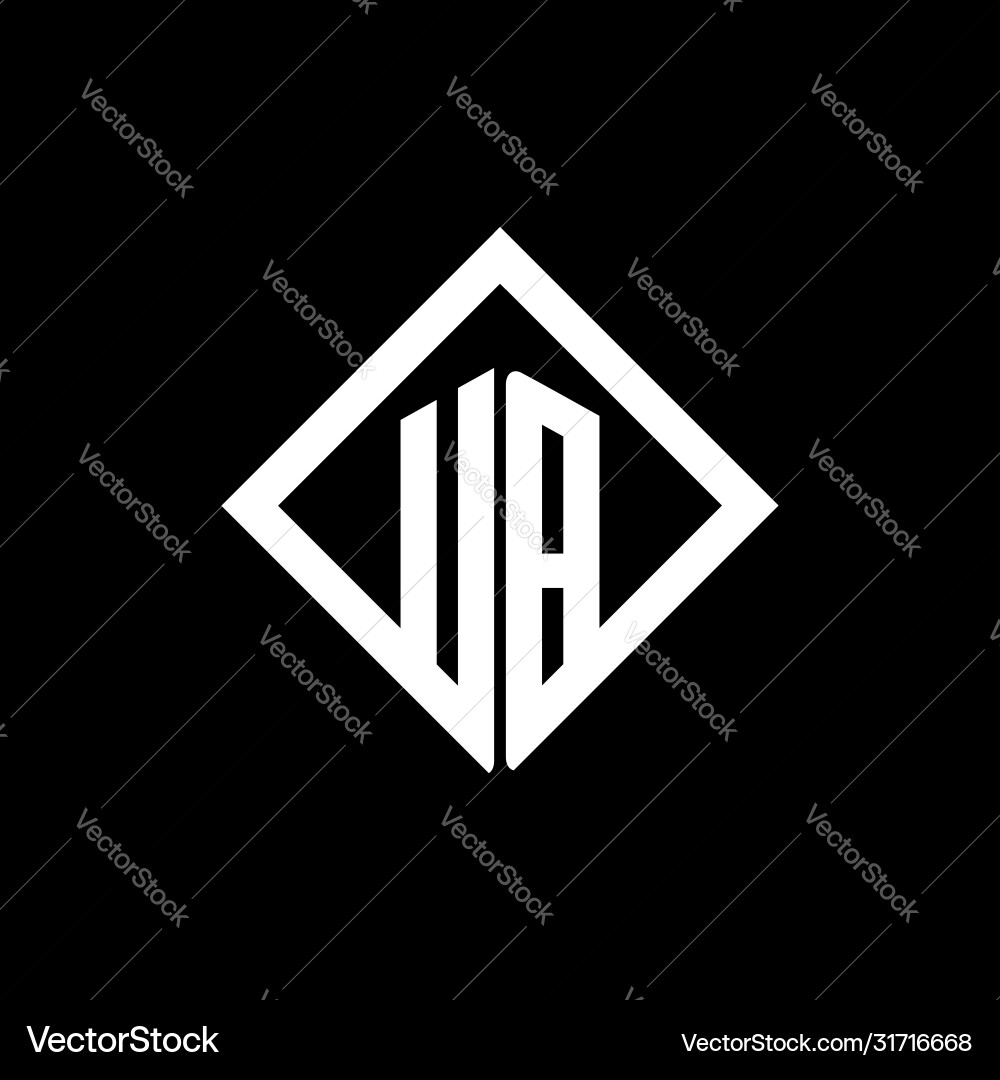 Ub logo monogram with square rotate style design vector image