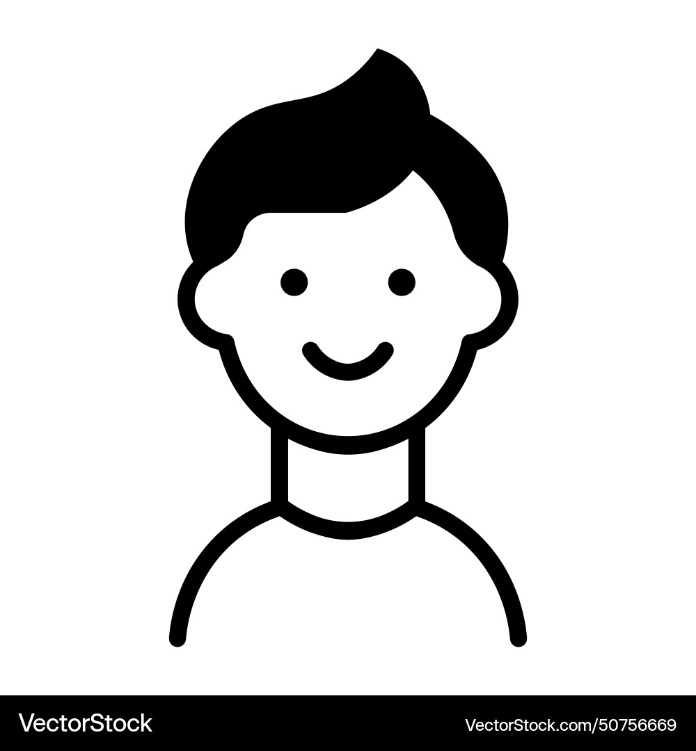 Black boy icon on white background Royalty Free Vector Image