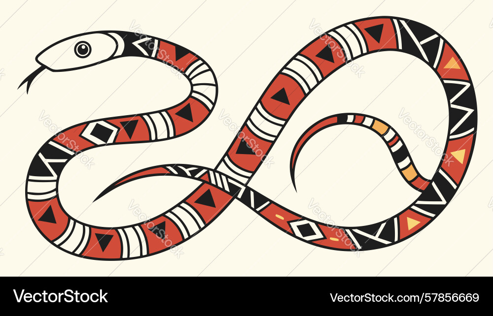 Coiled snake and hieroglyphic patterns ancient Vector Image