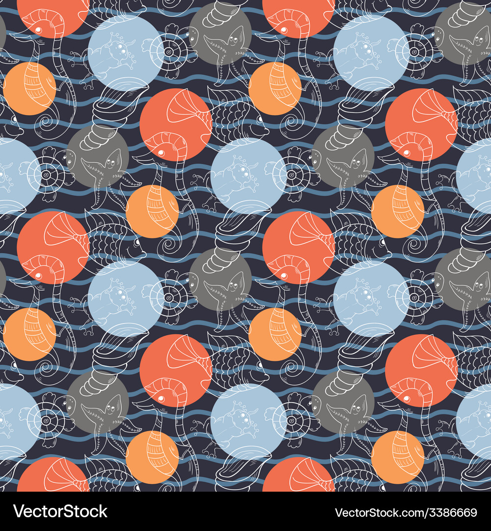 Marine pattern with polka dots Vector Image