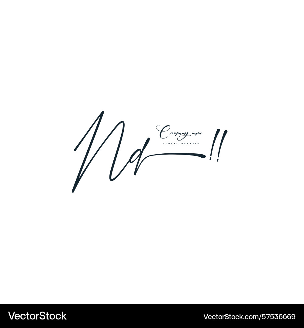 Minimal signature logo design with nd initials Minimal signature logo design with nd initials Vector Image