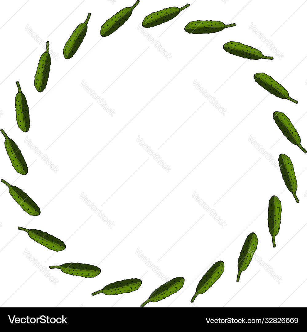 Round frame with horizontal cucumber isolated Vector Image