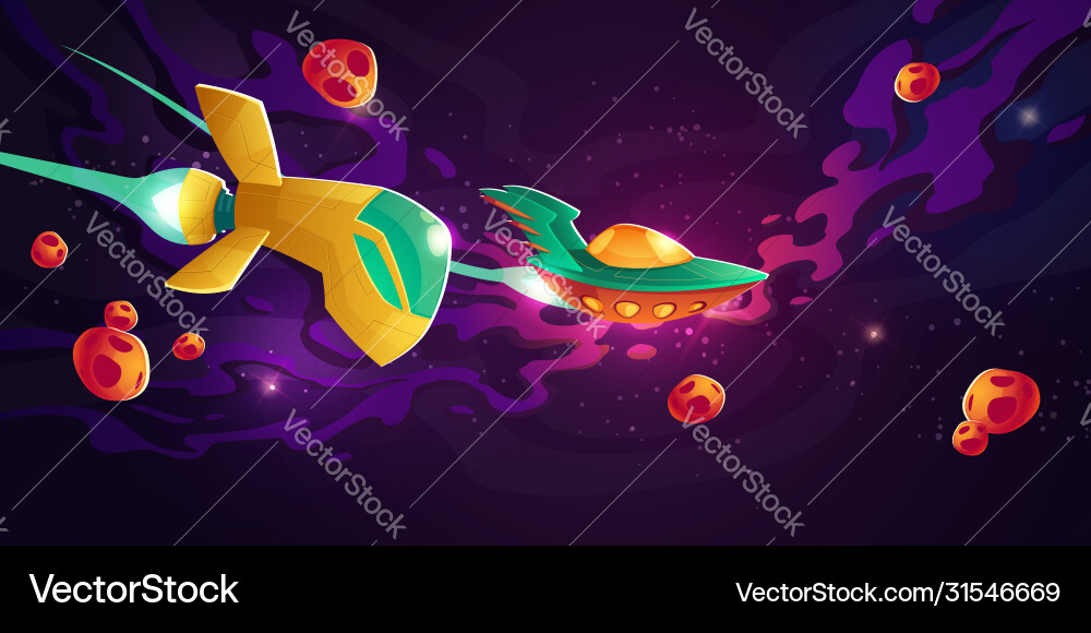 Spaceships race in outer space Spaceships race in outer space vector image