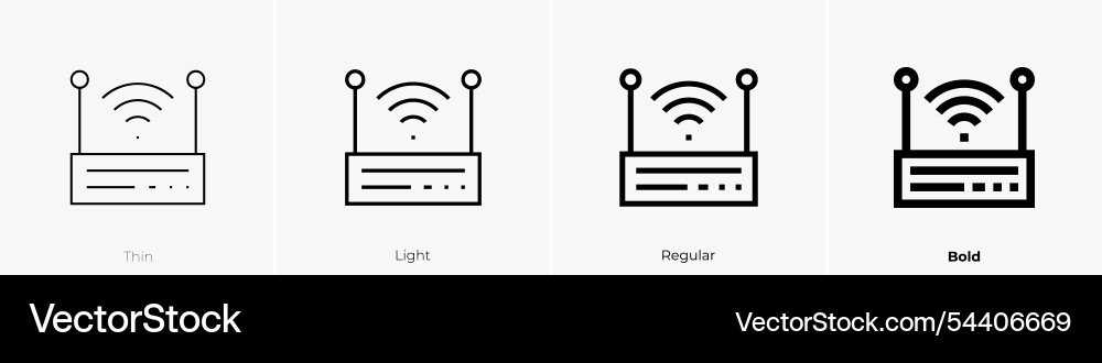 Wifi router icon thin light regular and bold Wifi router icon thin light regular and bold vector image