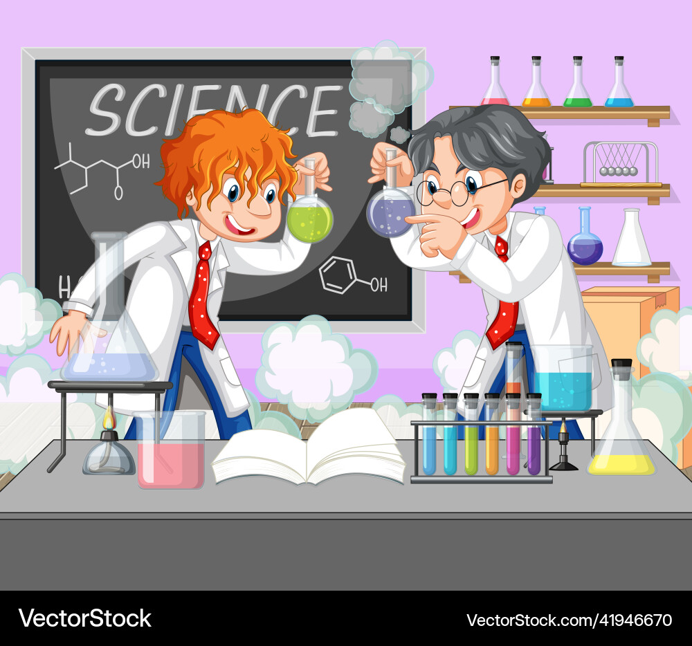 A scientists experiment in the lab Vector Image
