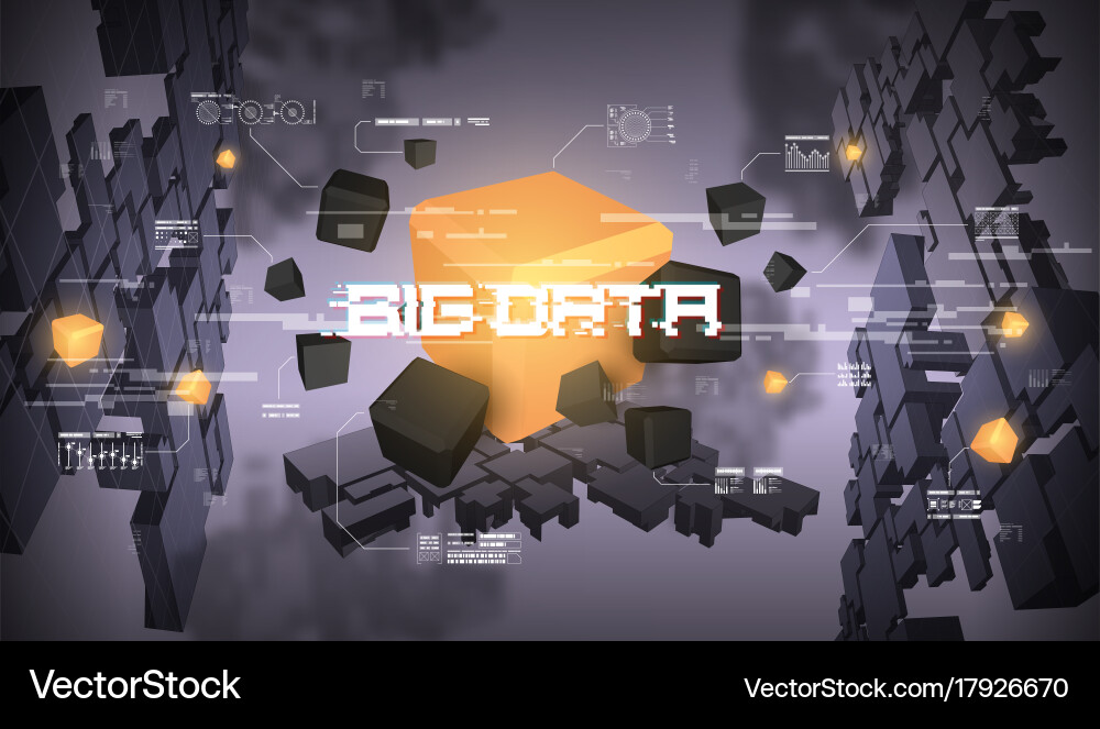 Big data abstract visualization futuristic vector image