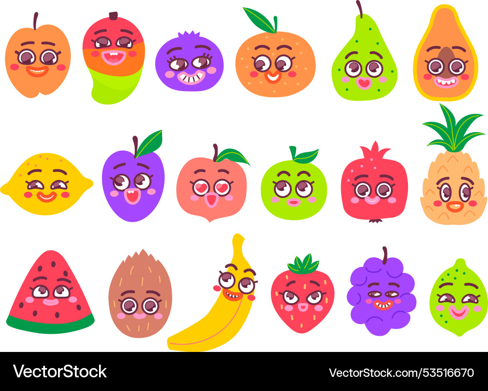 Cartoon Obst Maskottchen lustige süße Beeren Cartoon Obst Maskottchen lustige süße Beeren vektorbild
