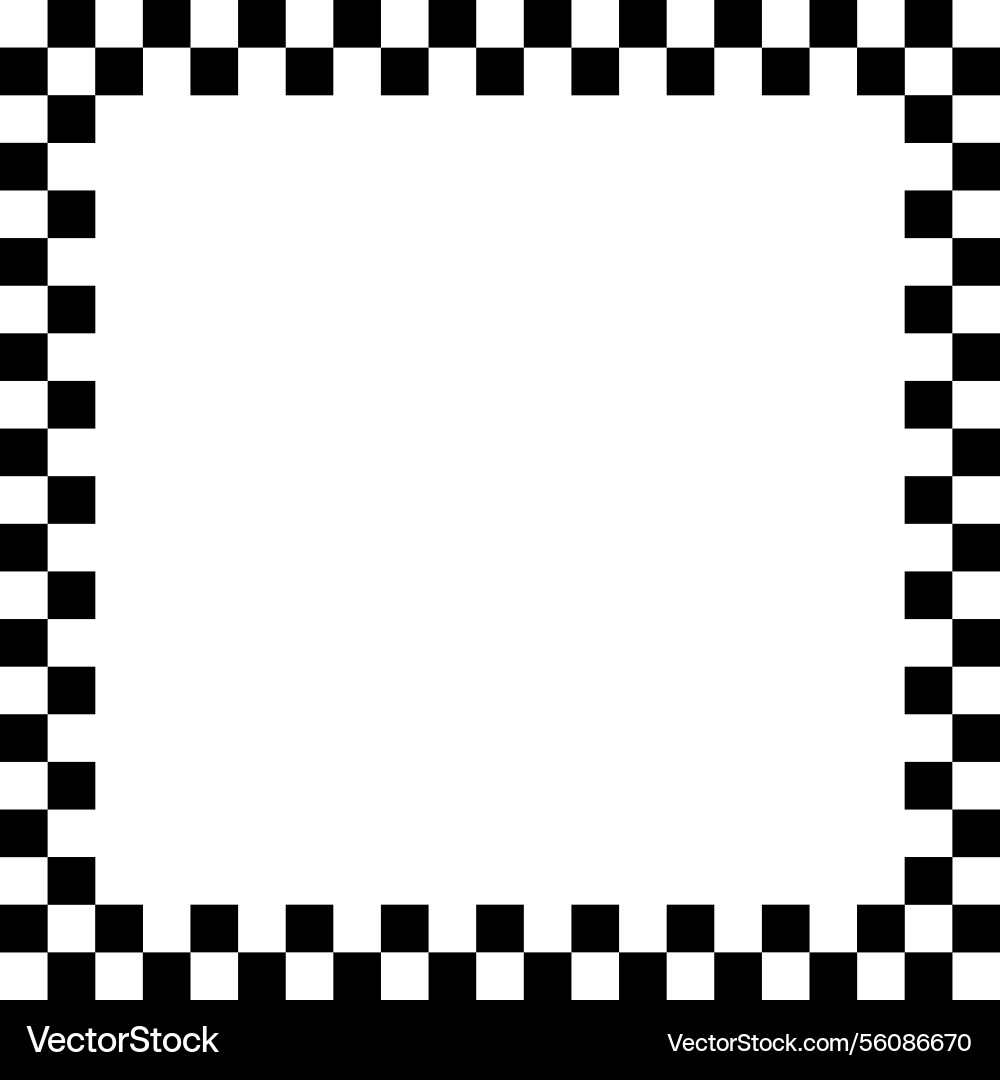 Checkered corner frame monochrome border pattern Checkered corner frame monochrome border pattern vector image