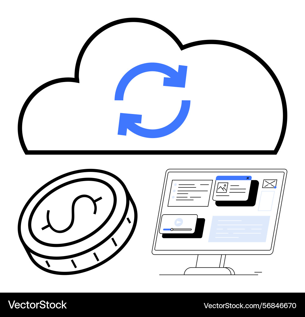 Cloud synchronization with financial management Vector Image