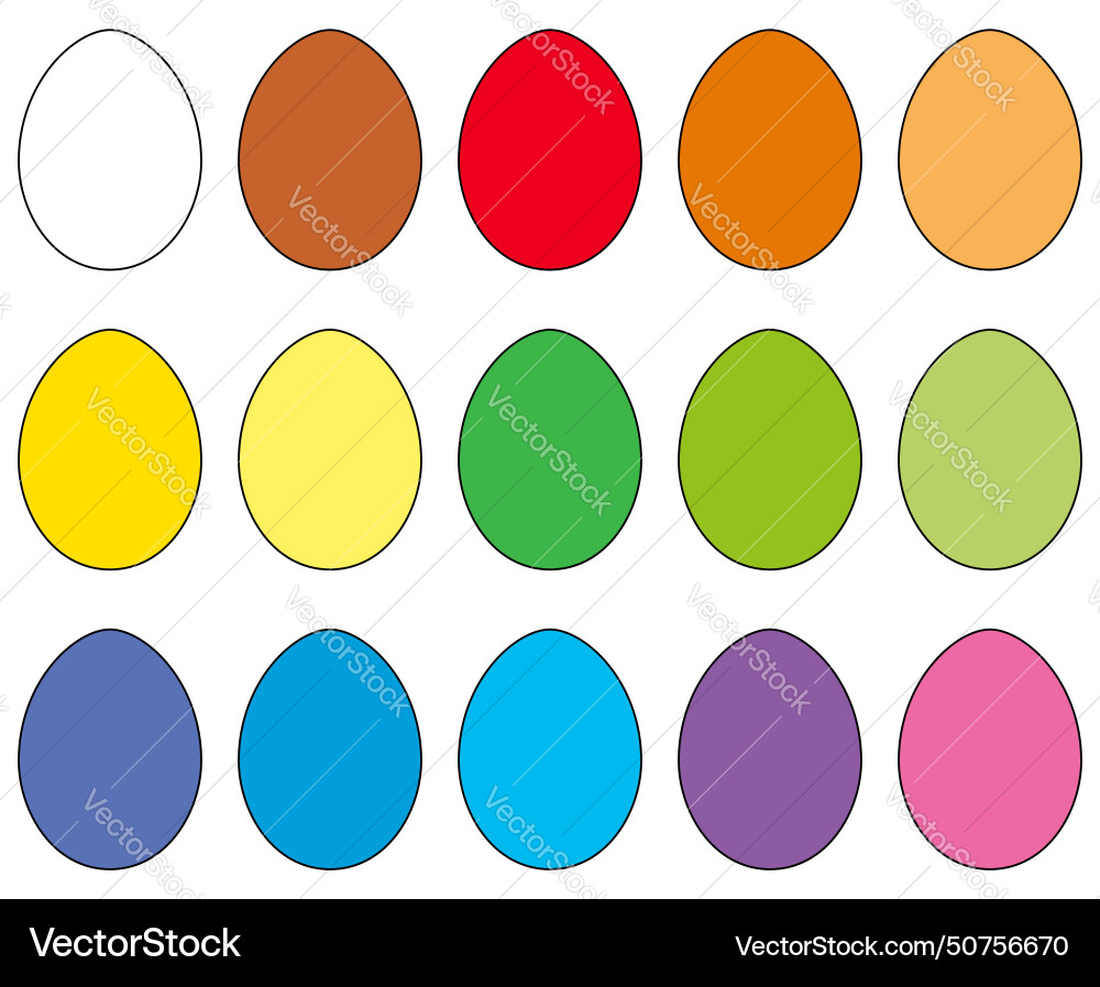 Easter egg colors - set of colored eggs vector image