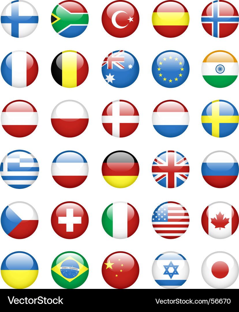 Flag Buttons - National Flags Vector Image