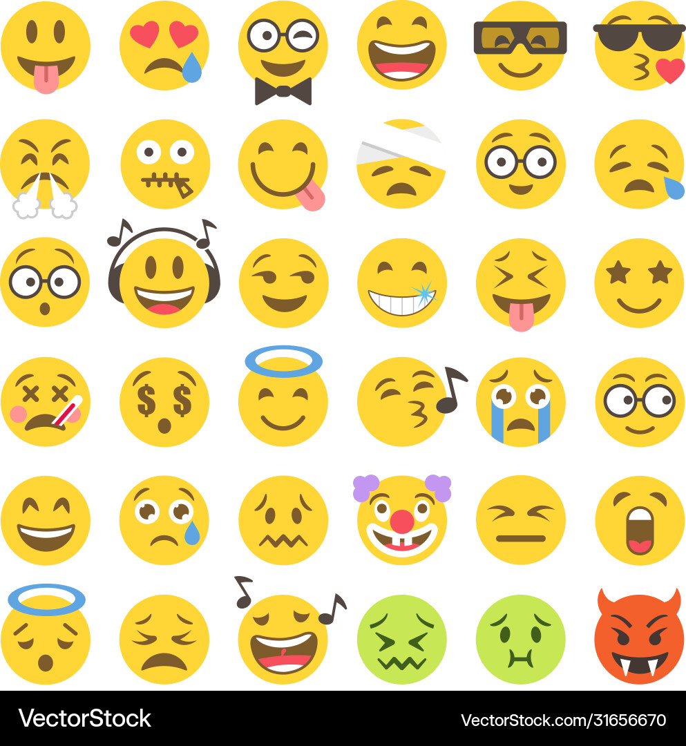 Flat emoticons set 2 Flat emoticons set 2 Vector Image