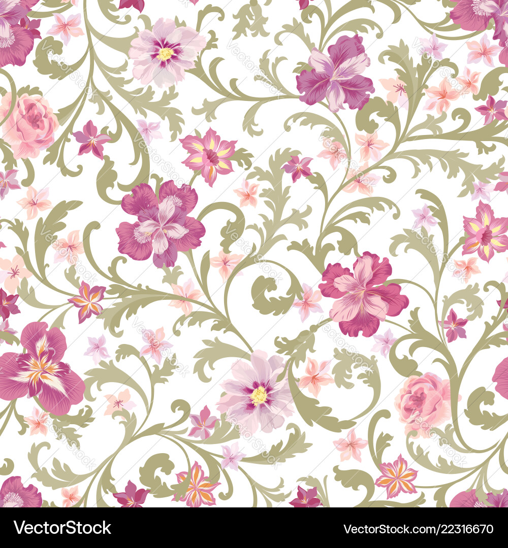 Floral seamless pattern flower background Vector Image