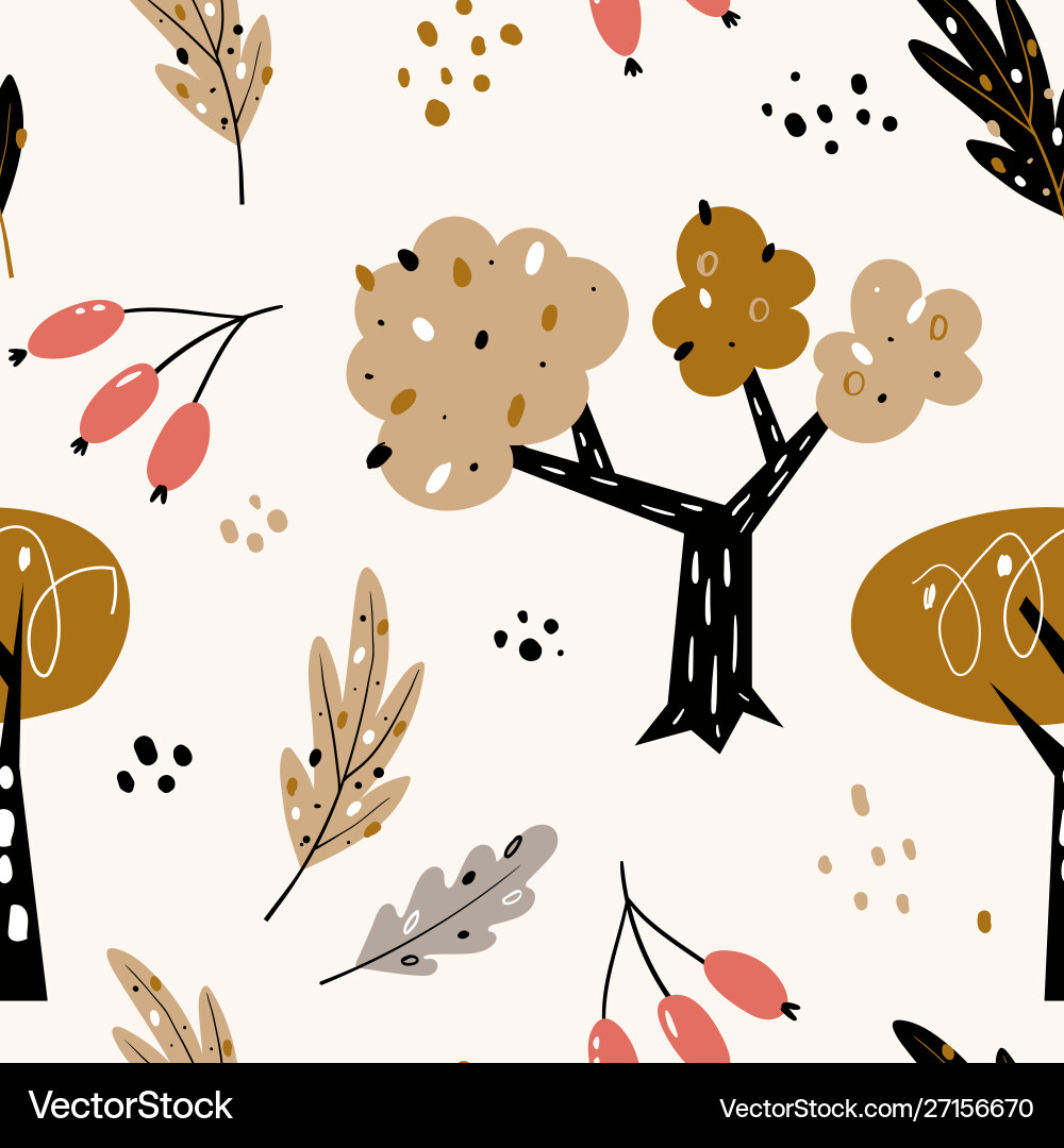 Seamless pattern with abstract trees forest vector image