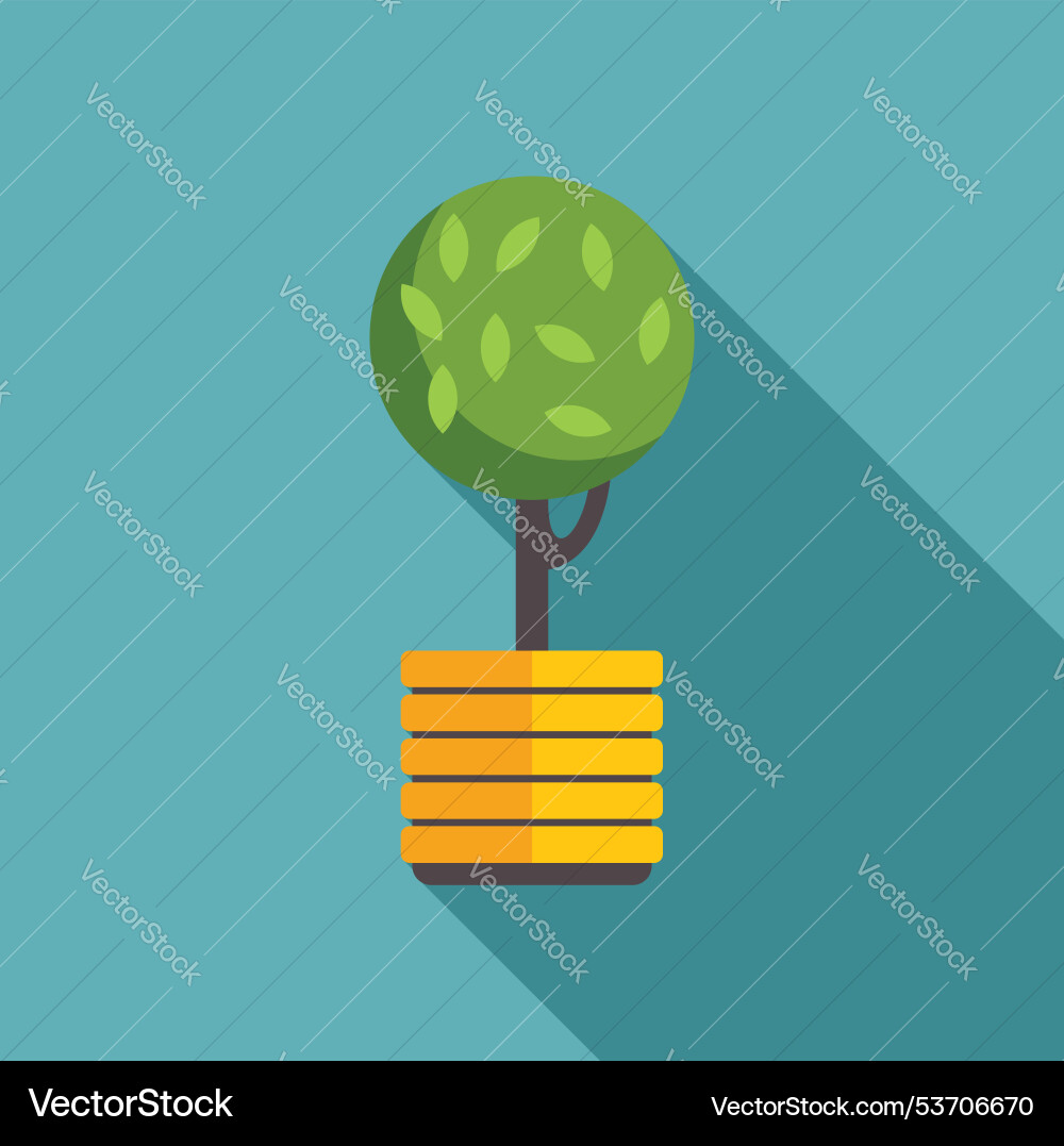 Small round shaped tree growing from coins stack Vector Image