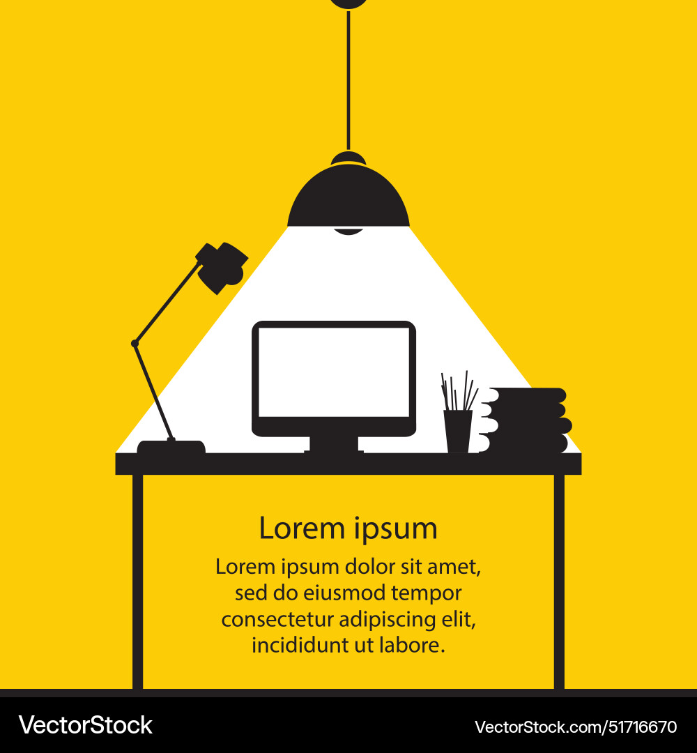 Work desk flat design objectsblack workplace Vector Image