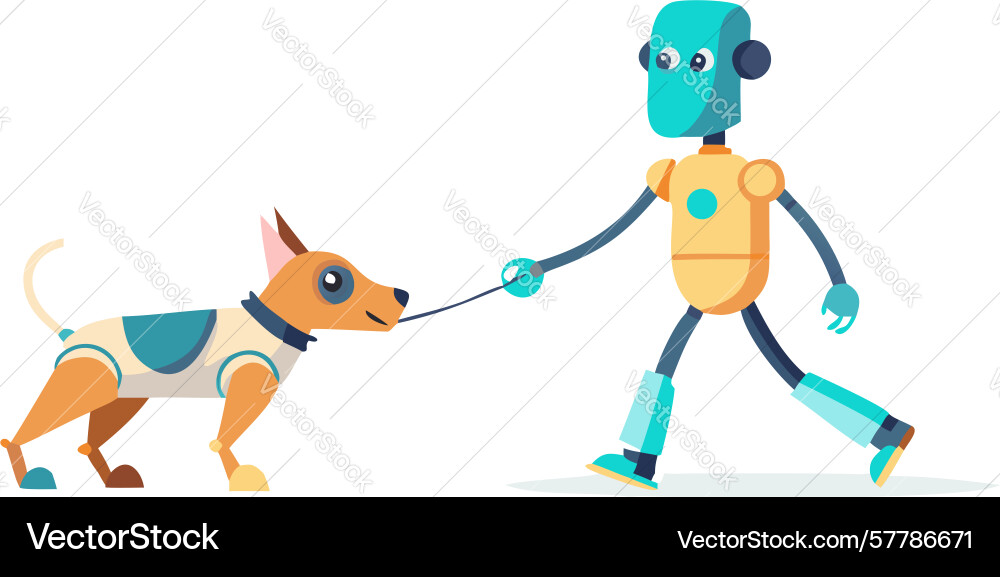 Robot walking a dog design generative ai Vector Image