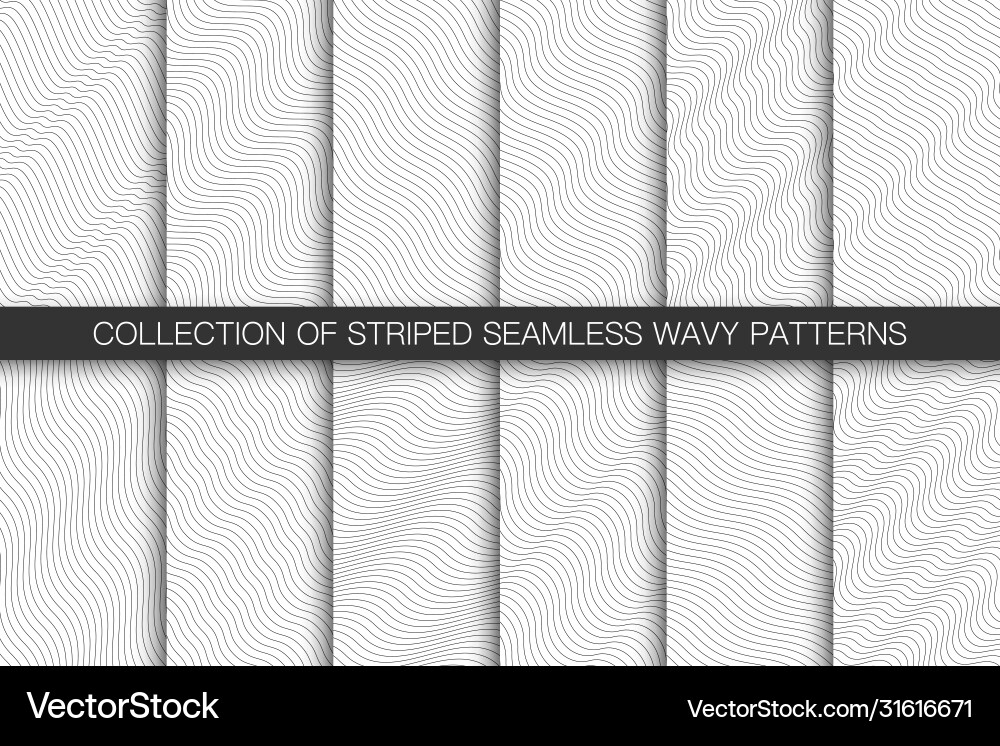 Seamless Wavy Curve Patterns Vector Image