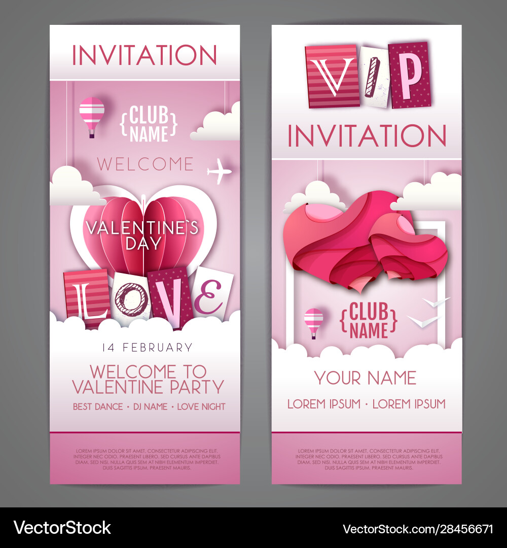 Valentines day invitation design with love heart Valentines day invitation design with love heart vector image