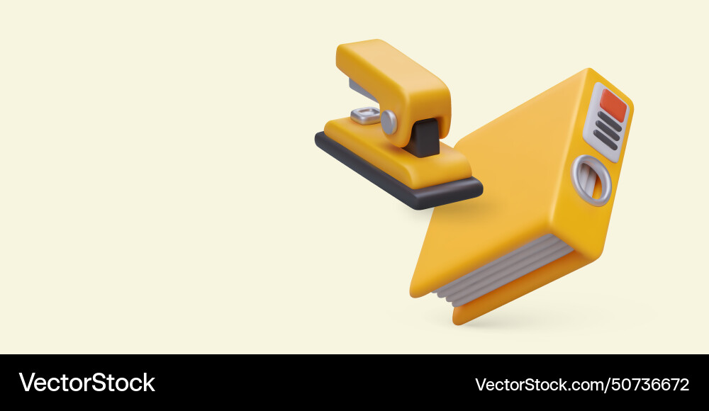 3d realistic office stapler and big folder for Vector Image