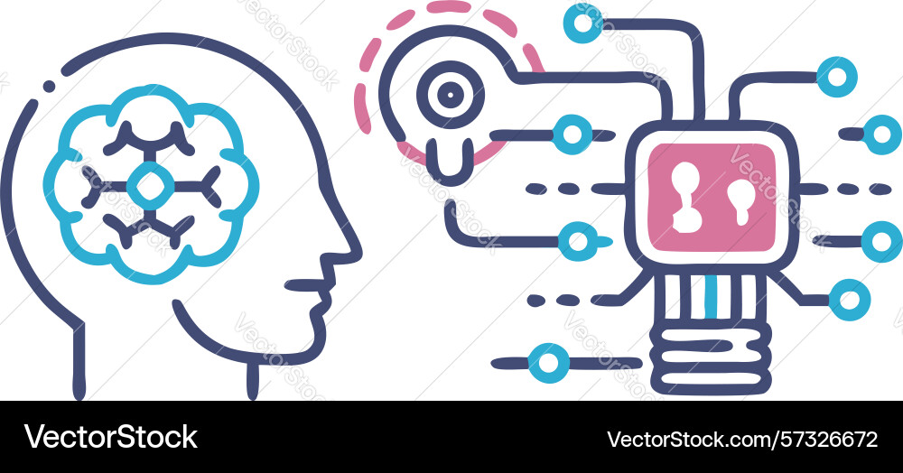 Ai brain and circuit connection future Vector Image
