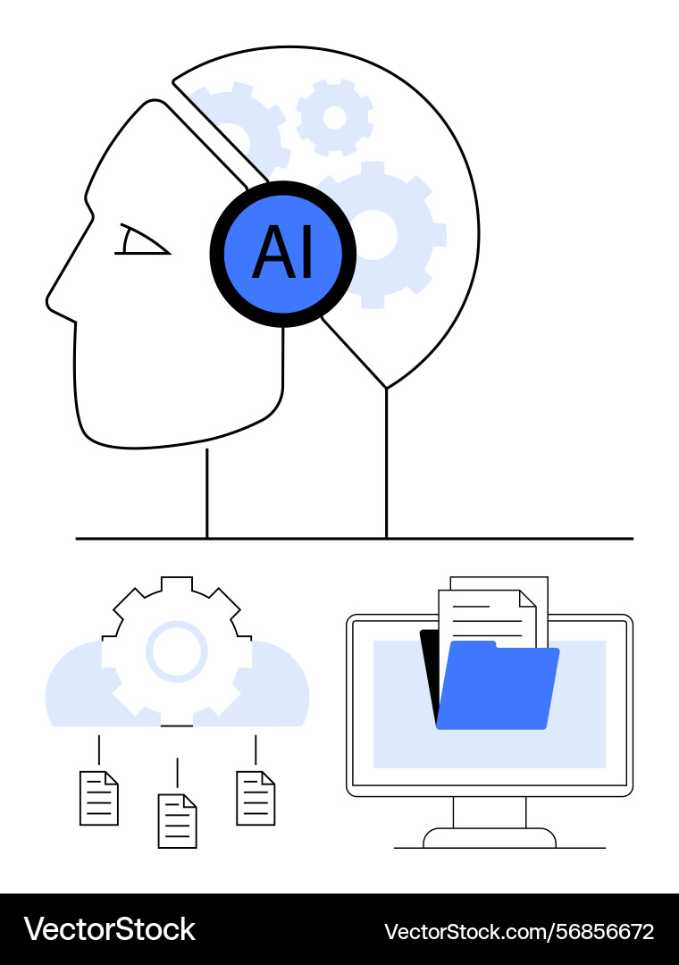 Artificial intelligence concept with head Vector Image