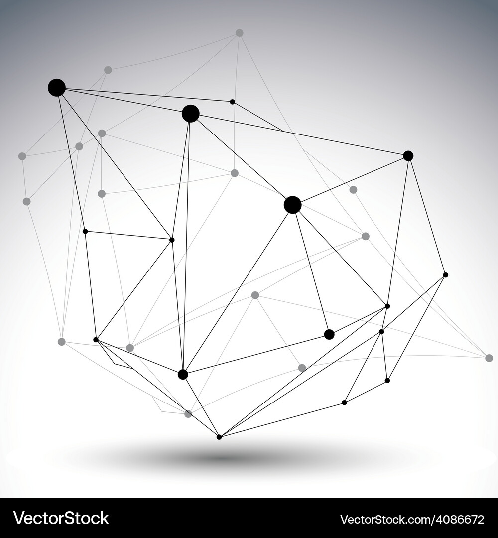 Black and white distorted 3d abstract object Vector Image