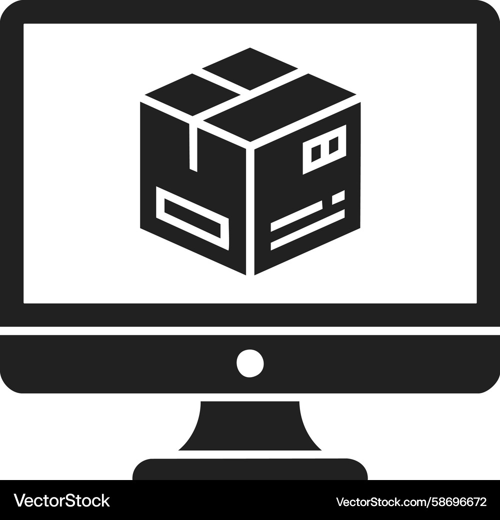 Computer monitor displaying a package online Computer monitor displaying a package online Vector Image