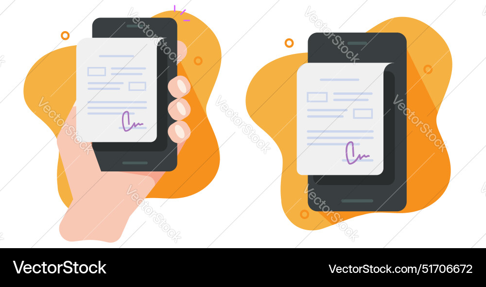 Contract signature digital document icon set flat Contract signature digital document icon set flat vector image