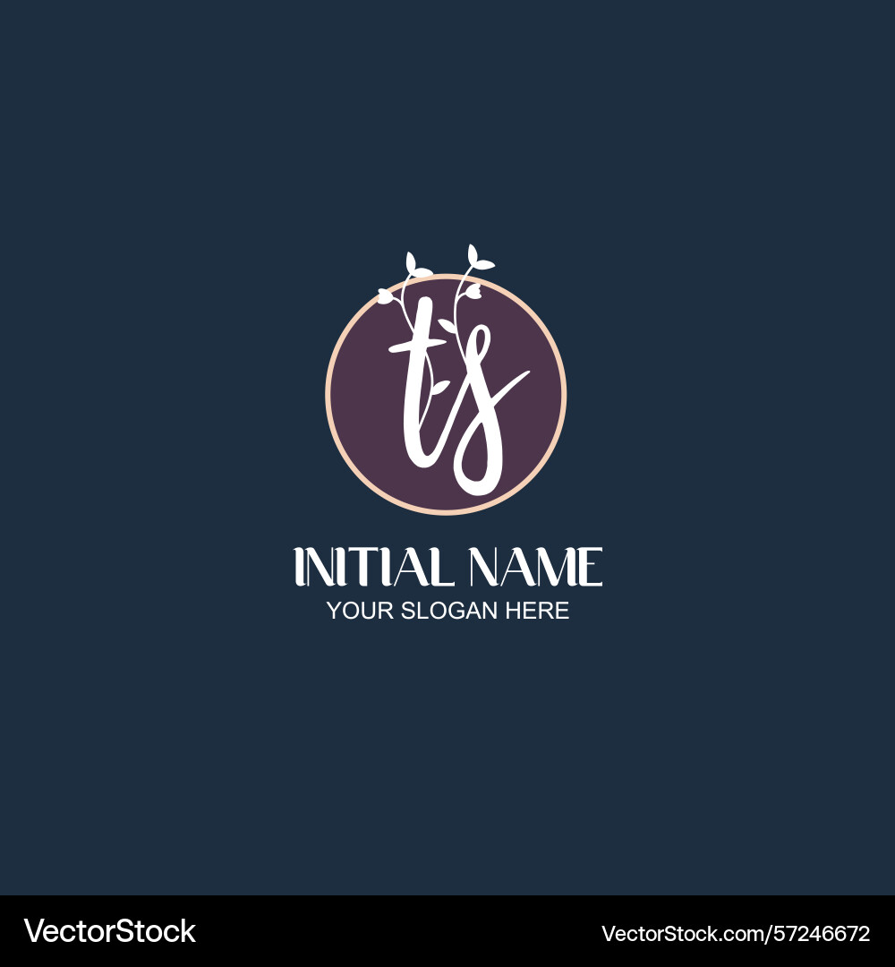 Elegant ts initial logo design with botanical Vector Image