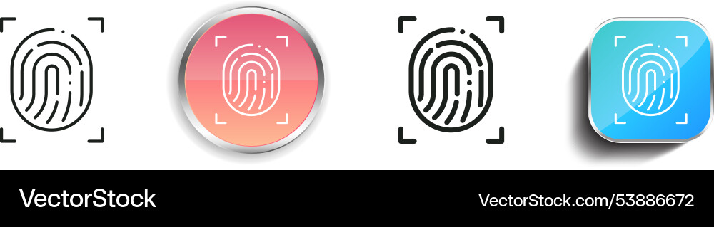 Fingerprint icon thin linear regular and button vector image